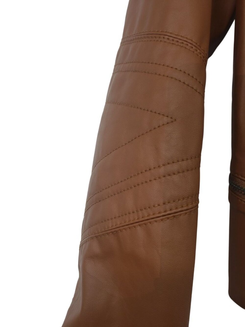 Lulu's Brown Faux Leather Vegan Moto Jacket Womens S Boho Country Western - Picture 6 of 15